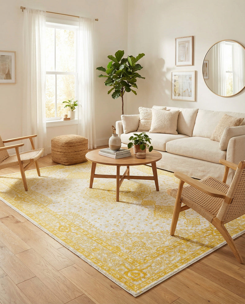 Dover Terrace Collection Area Rug - Marina (Yellow) Rectangle Yellow  lifestyle 8
