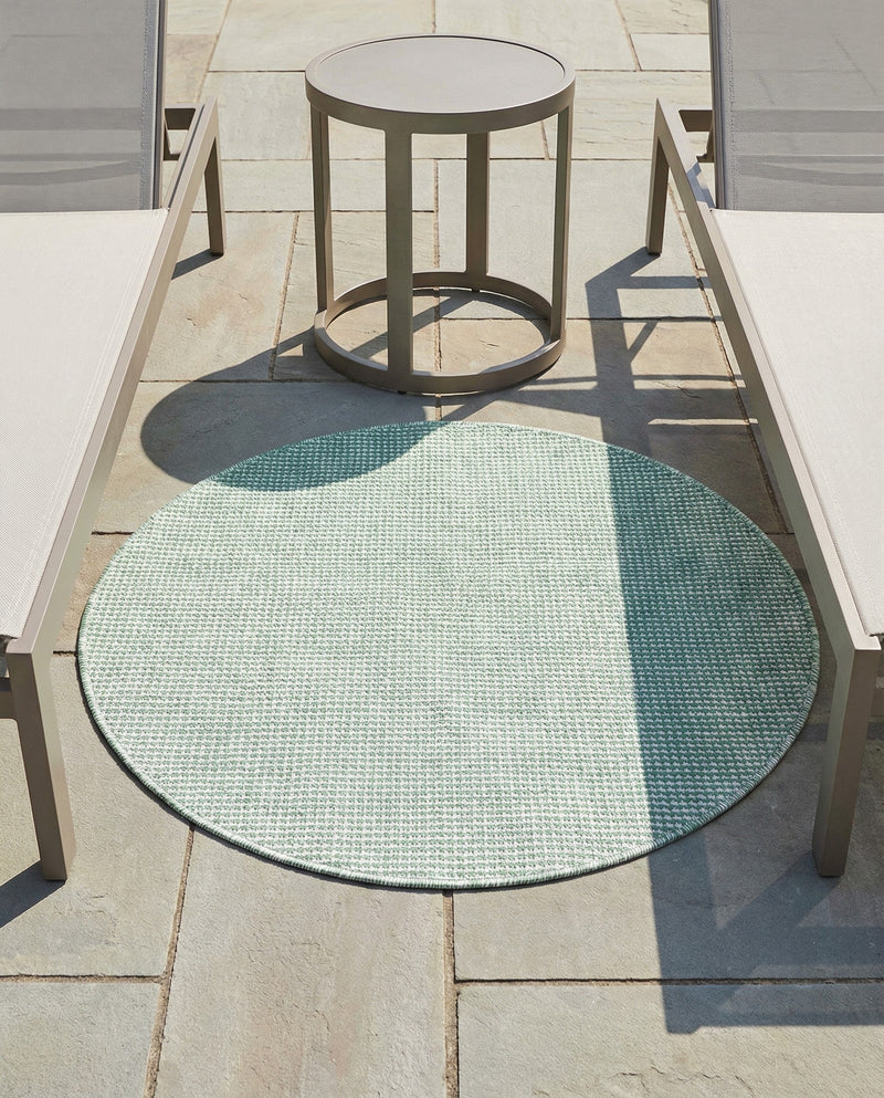 Jill Zarin Sedona Oasis Outdoor Collection Area Rug - Coconino (Palm Green) Round Palm Green  lifestyle 63