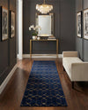 Hollywood Luxe Collection Area Rug - Sunset (Navy Blue Gold) Runner Navy Blue Gold  lifestyle 45