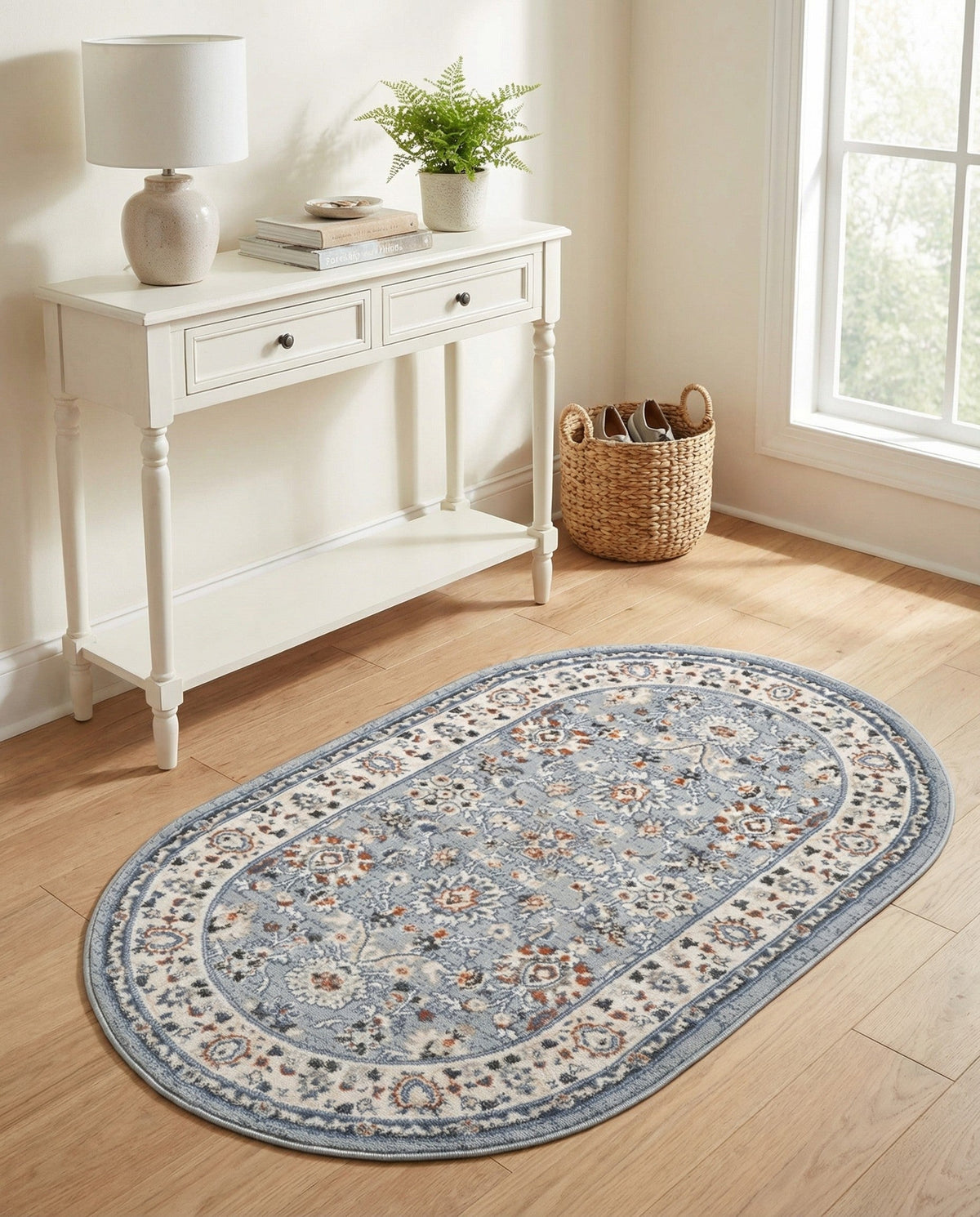 Savannah Elegance Collection Area Rug - Augusta (Aqua Blue) Oval Aqua Blue  lifestyle 134