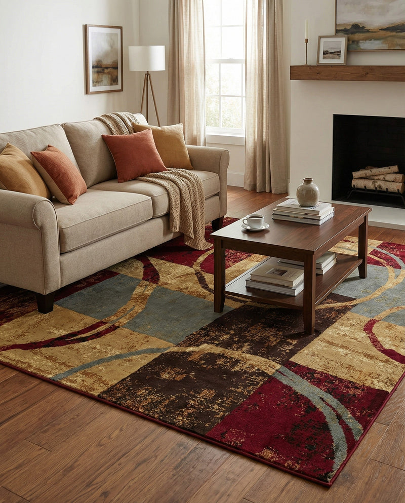 Bistro Lounge Collection Area Rug -  Ristretto Rectangle Multi  lifestyle 9