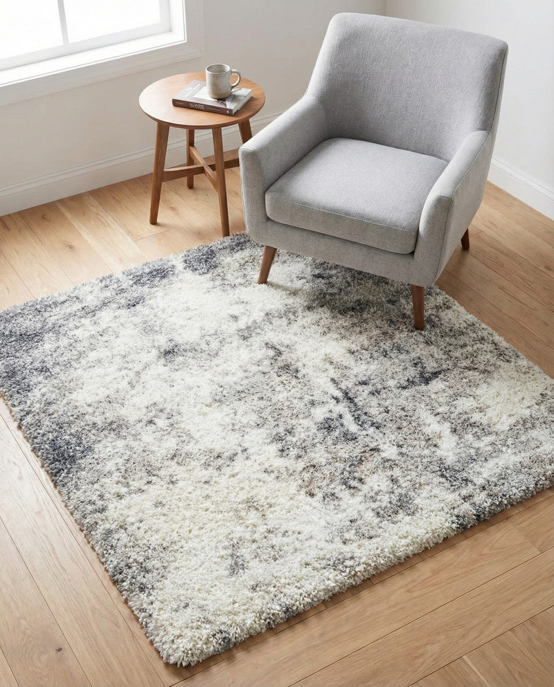 Cozy Haven Shag Collection Area Rug -  Tranquility (Pebble Gray) Square Pebble Gray  lifestyle 25