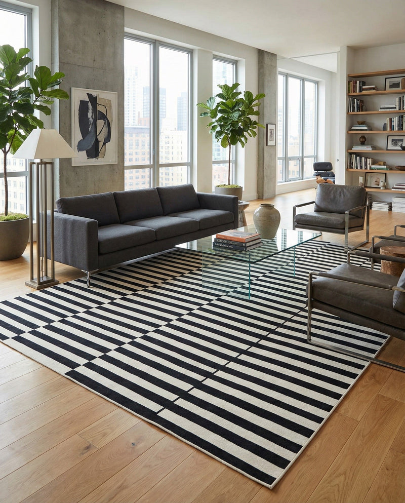 Soho Elegance Collection Area Rug -  Hudson (Black) Rectangle Black  lifestyle 29