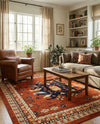 Tabriz Tapestries Collection Area Rug - Azerbaijan (Terracotta) Square Terracotta  lifestyle 38