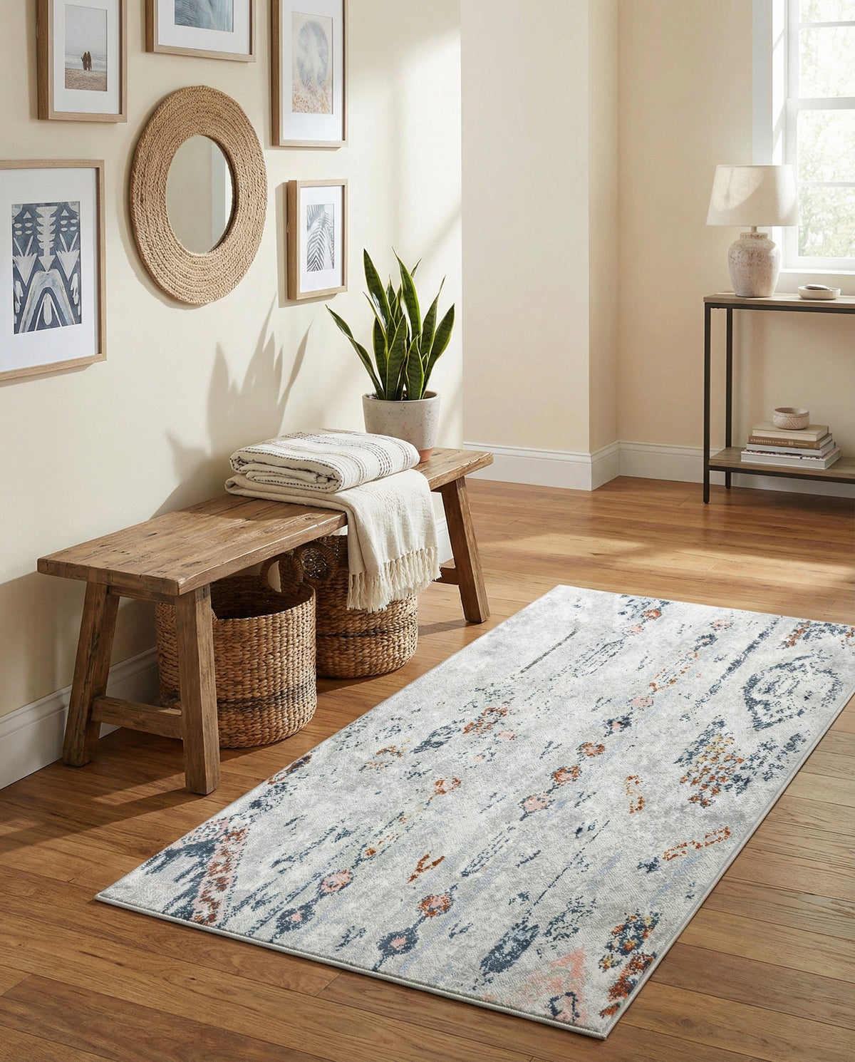 Aegean Elegance Washables Collection Area Rug -  Zakynthos Rectangle Ivory Gray  lifestyle 58