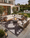 Urban Terrace Collection Area Rug -  Williamsburg Square Black and White  lifestyle 77