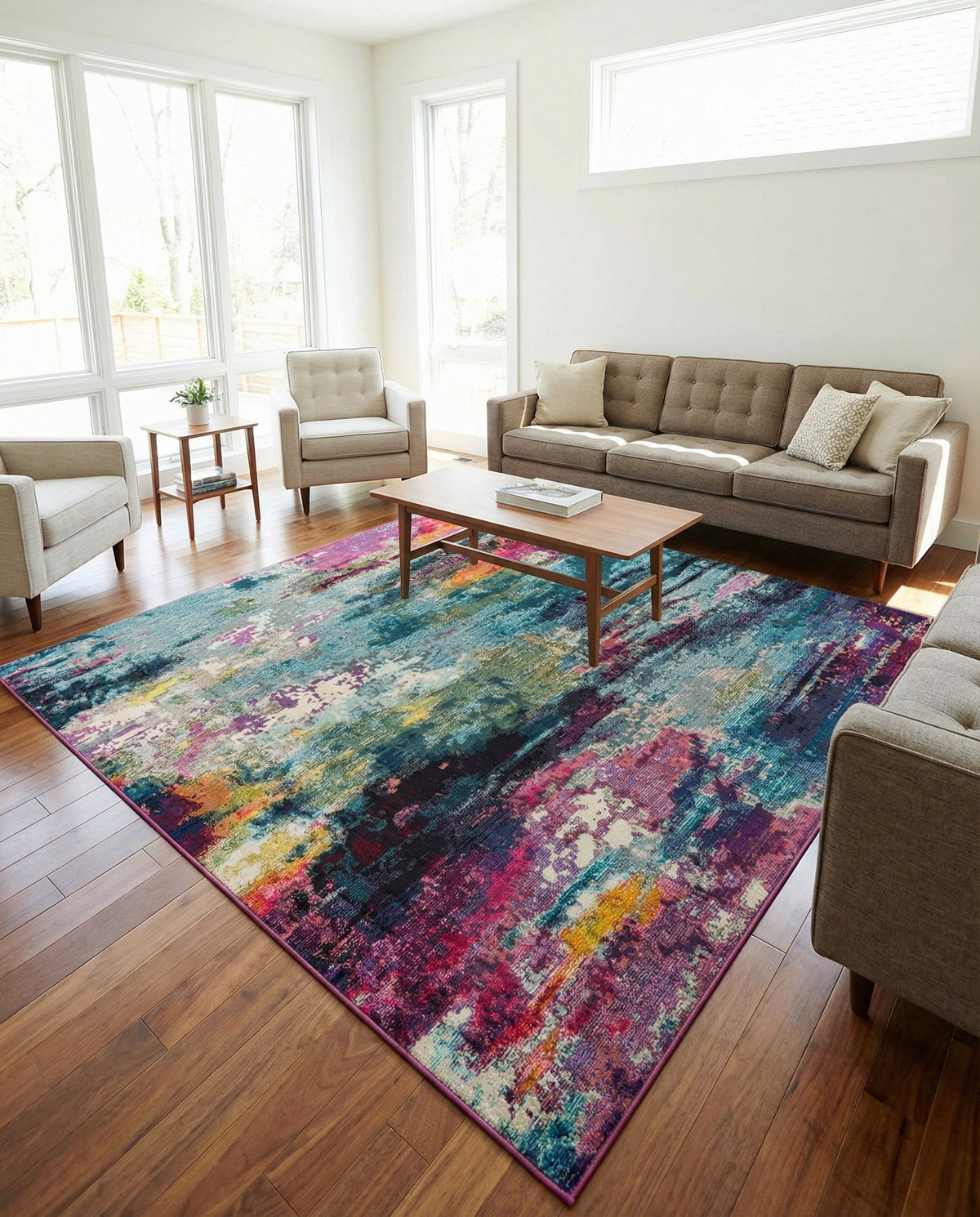Chromatic Oasis Collection Area Rug -  Oasis Square Multi  lifestyle 31