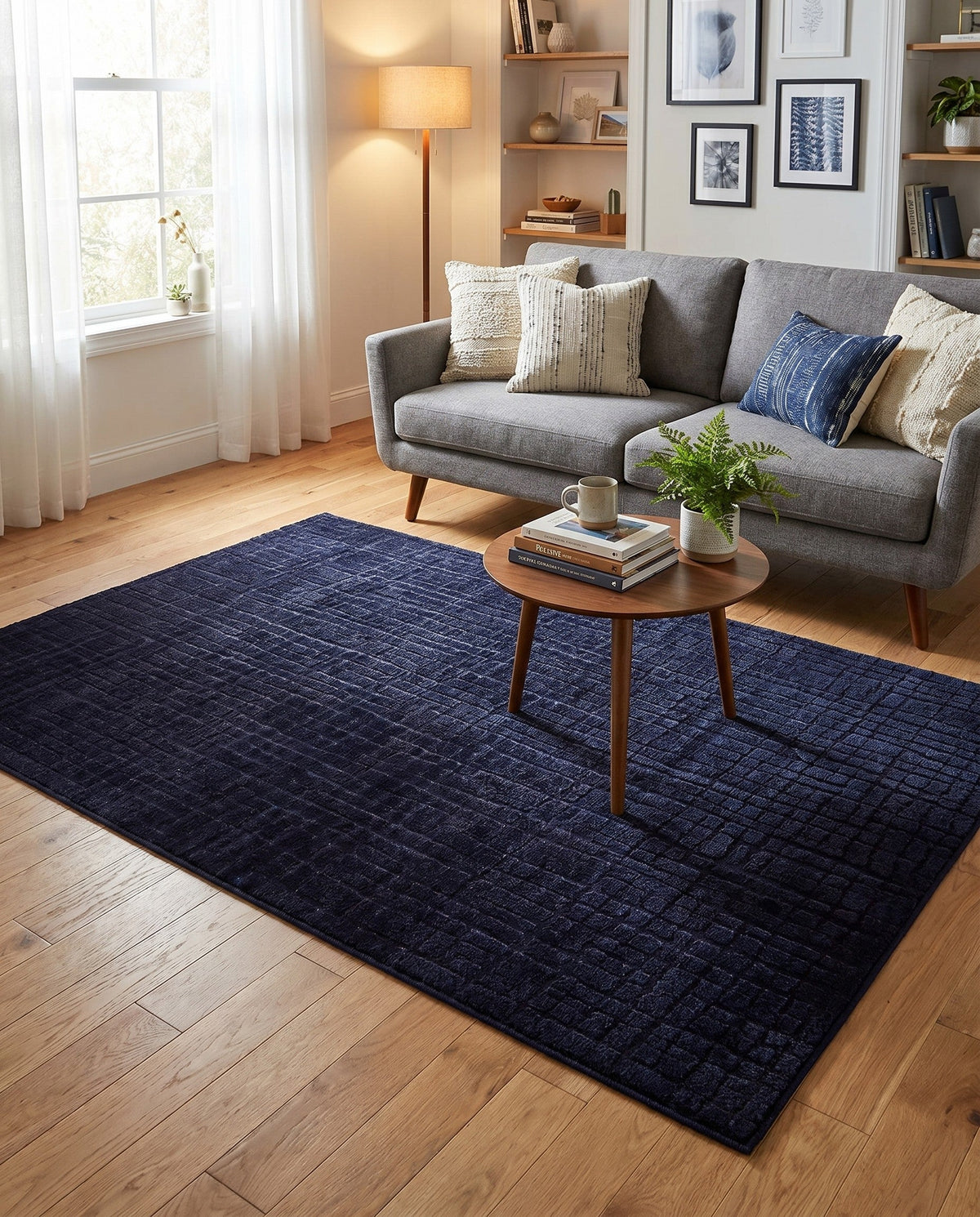 Haven Tapestry Collection Area Rug - WhisperingFalls Rectangle Inkwell Blue  lifestyle 44