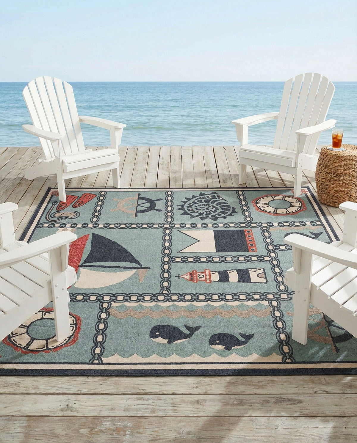 Seaside Haven Rugs Collection Area Rug -  Anchorage Square Blue  lifestyle 89