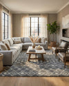 Berber Lattice Shag Collection Area Rug - Atlas (Gray) Rectangle Gray  lifestyle 5