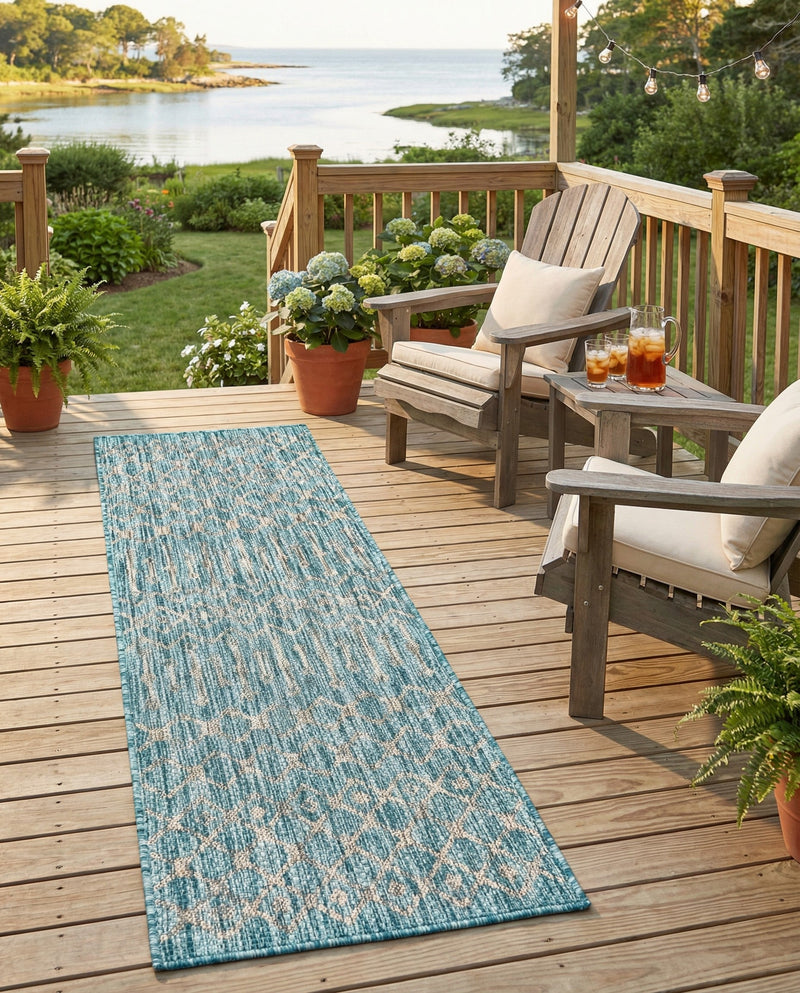 Savannah Pergola Collection Area Rug -  Pergola (Aqua) Runner Aqua  lifestyle 57