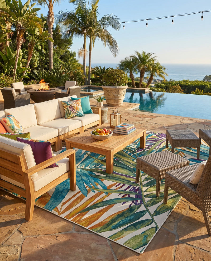 Seaside Blooms Collection Area Rug -  Arcadia Rectangle Multi  lifestyle 48