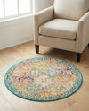 Brighton Terrace Collection Area Rug -  Rottingdean (Multi) Round Multi  lifestyle 32