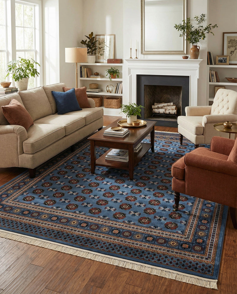 Samarkand Elegance Collection Area Rug -  Margilan (Blue) Rectangle Blue  lifestyle 20