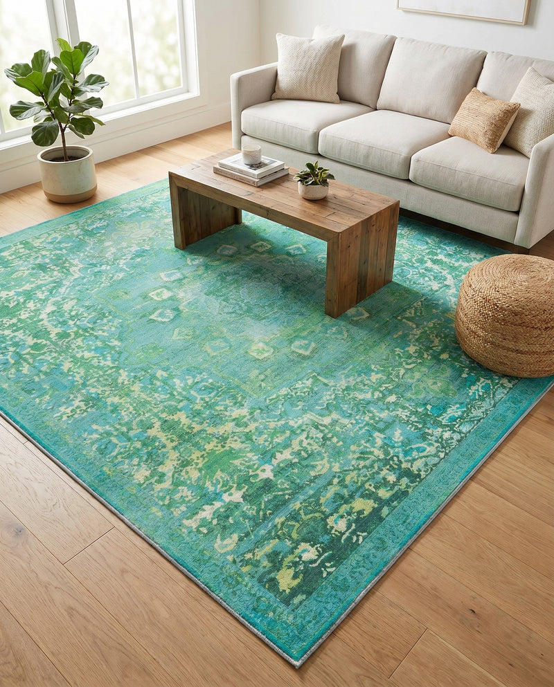Baroque Era Collection Area Rug - Versailles (Spring Green) Square Spring Green  lifestyle 50