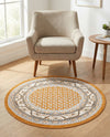Soho Elegance Collection Area Rug -  Mercer (Orange) Round Orange  lifestyle 50