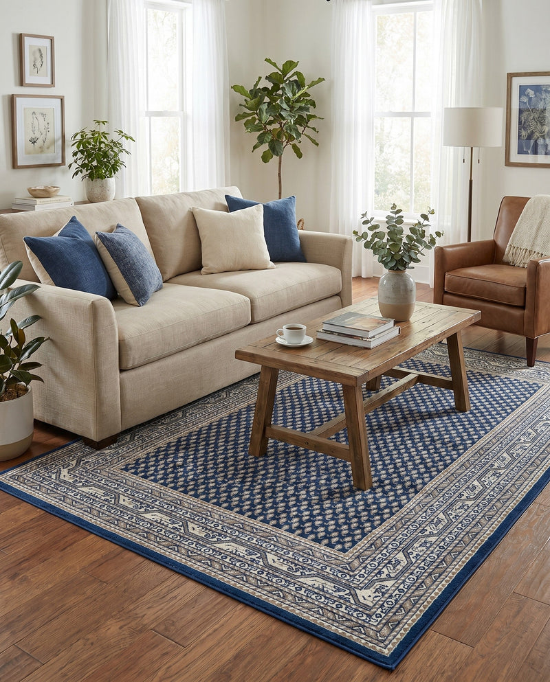 Soho Elegance Collection Area Rug -  Mercer (Blue) Rectangle Blue  lifestyle 10