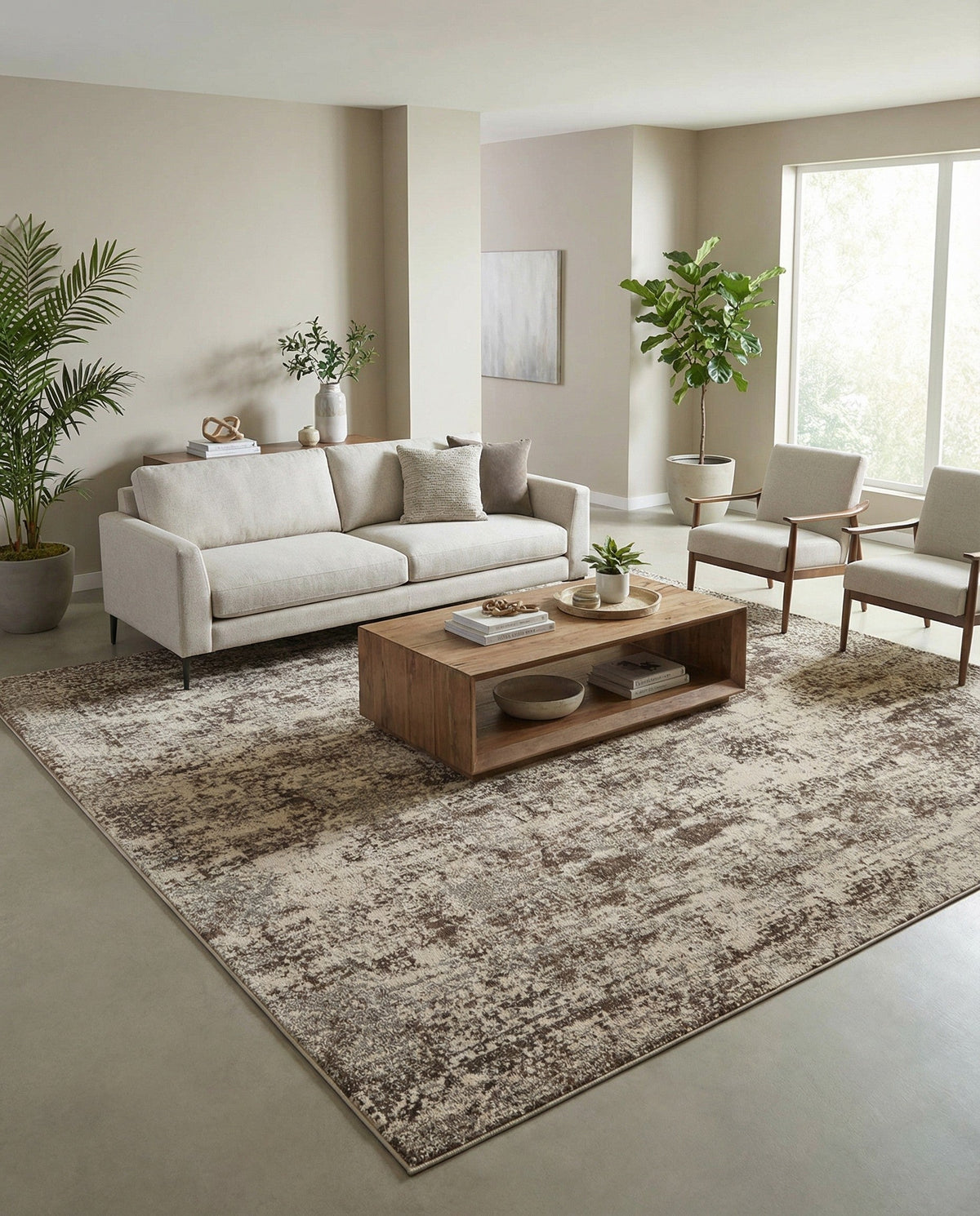 Gobi Sands Collection Area Rug -  Badain Square Cream  lifestyle 56