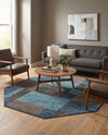 Autumn Meadow Collection Area Rug -  Sycamoreside (Blue Gray) Octagon Blue Gray  lifestyle 64