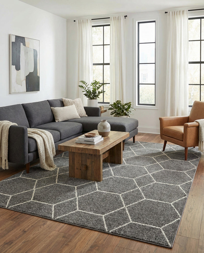 Trellis Mosaic Collection Area Rug - Arborville (Light Gray) Rectangle Light Gray  lifestyle 9