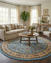 Isfahan Elegance Collection Area Rug - Naghsh-e Jahan (Light Blue) Round Light Blue  lifestyle 49
