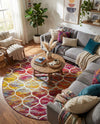 Trellis Mosaic Collection Area Rug -  Pergolatown (Multi) Round Multi  lifestyle 53