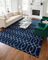 Hollywood Luxe Collection Area Rug - Sunset (Navy Blue Silver) Rectangle Navy Blue Silver  lifestyle 16