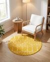 Marrakesh Lattice Collection Area Rug - Casablanca (Yellow) Round Yellow  lifestyle 79