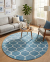 Trellis Mosaic Collection Area Rug -  Pergolatown (Light Blue) Round Light Blue  lifestyle 36
