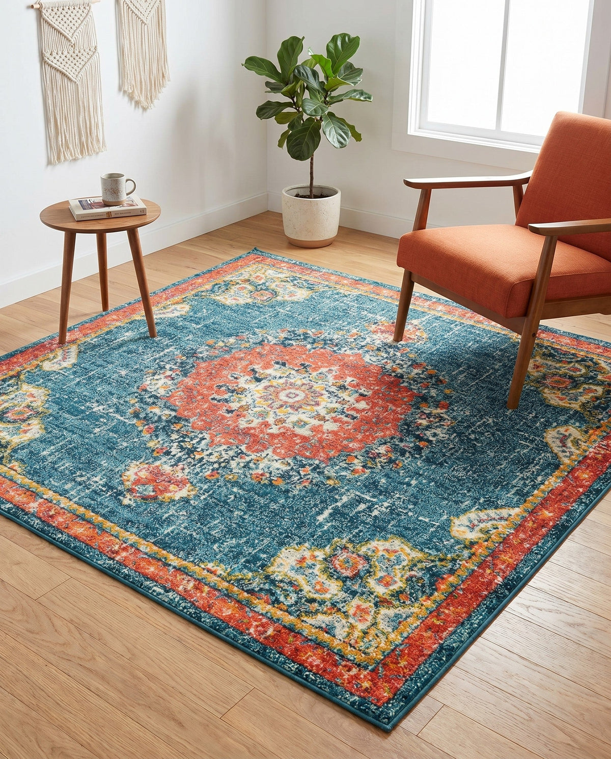 Brighton Terrace Collection Area Rug - Hove (Blue) Square Blue  lifestyle 98
