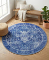 Heritage Elegance Collection Area Rug -  Windsor (Navy Blue) Round Navy Blue  lifestyle 45