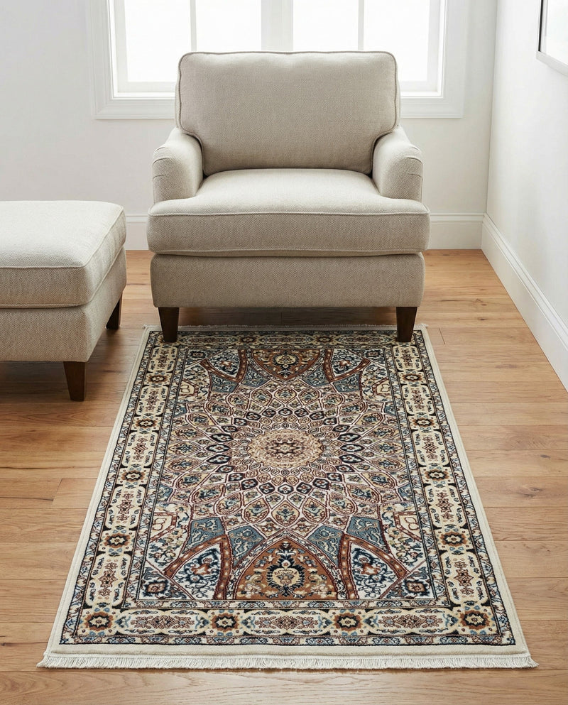 Persian Elegance Collection Area Rug -  Hamedan (Ivory) Rectangle Ivory  lifestyle 7