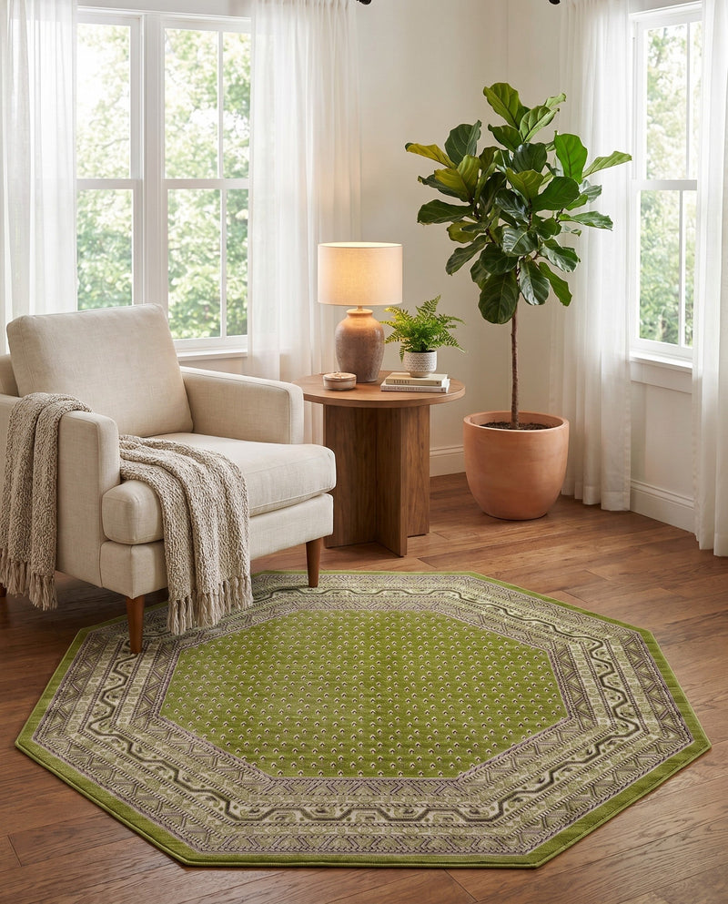 Soho Elegance Collection Area Rug -  Mercer (Green) Octagon Green  lifestyle 65