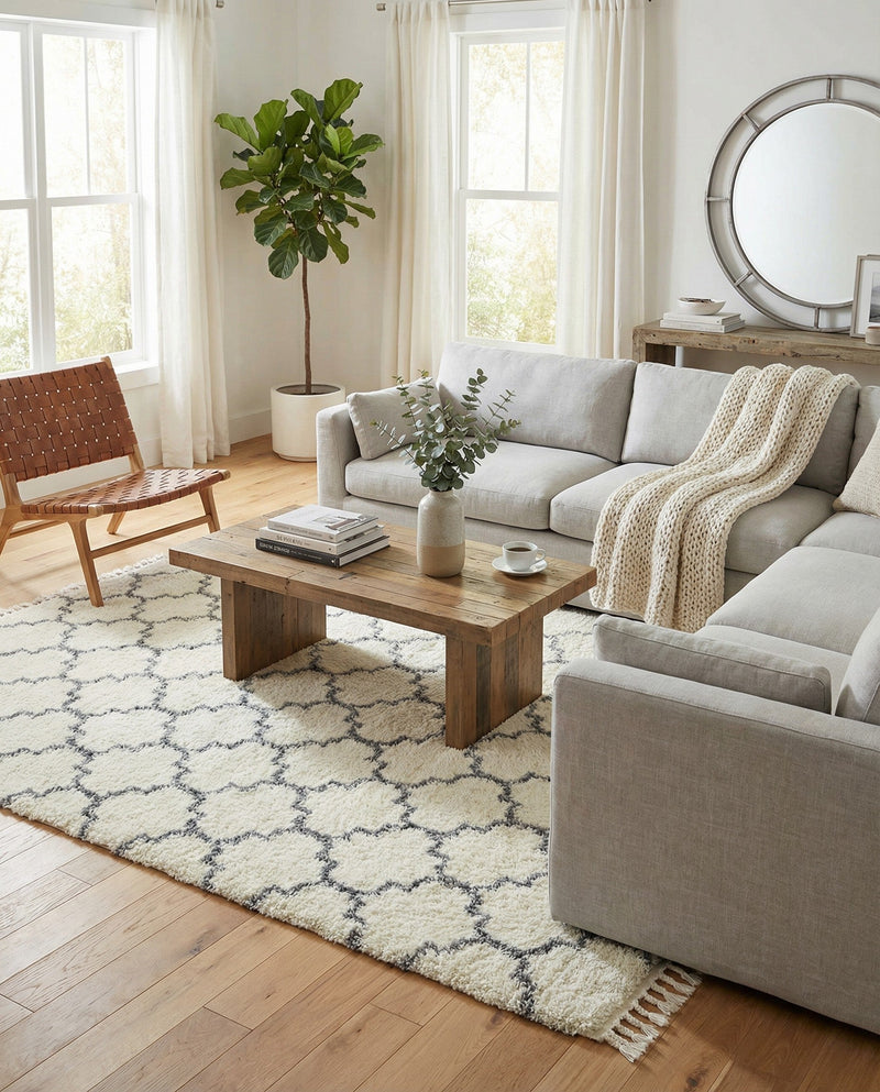 Cozy Cove Shag Collection Area Rug - Marina Rectangle Ivory  lifestyle 17