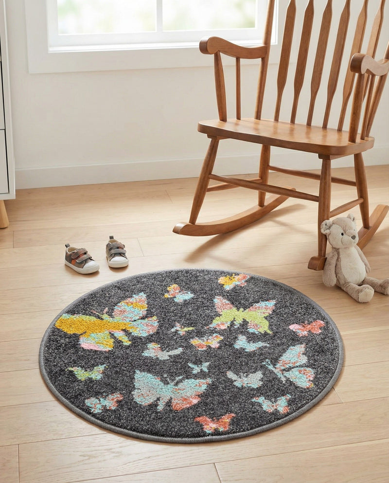 Wonder Tykes Collection Area Rug -  Carnival Round Charcoal Gray  lifestyle 59