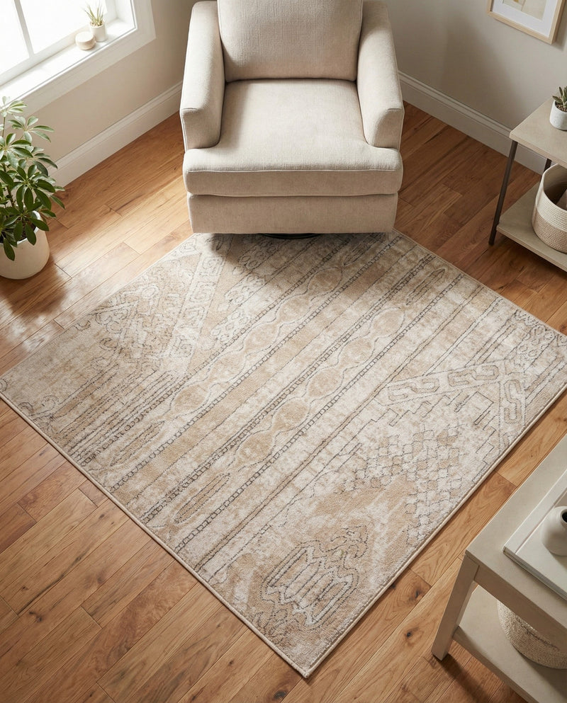 Cascade Range Collection Area Rug - Hood (Ivory) Square Ivory  lifestyle 78