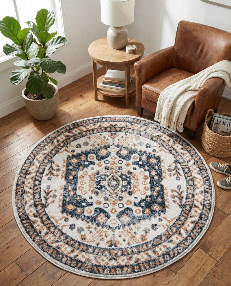 Cambridge Classics Collection Area Rug -  Pembroke (Cream) Round Cream  lifestyle 73
