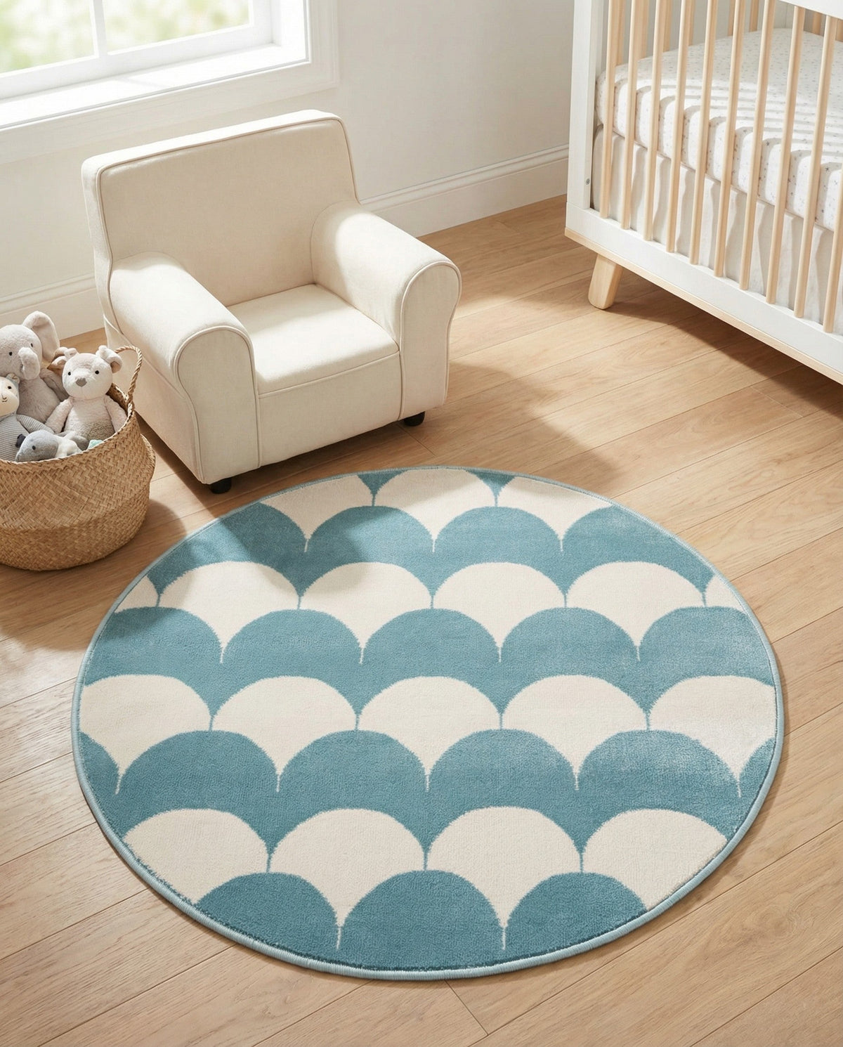Wonder Tykes Collection Area Rug - Sparklewood Round Sky blue  lifestyle 165