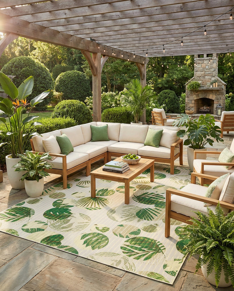 Seaside Blooms Collection Area Rug -  Ivy Rectangle Green  lifestyle 63