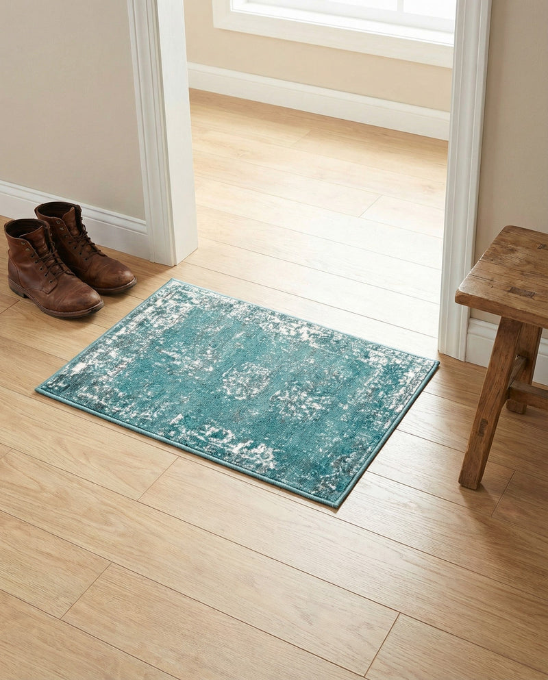 Riviera Elegance Collection Area Rug - Antibes (Turquoise) Rectangle Turquoise  lifestyle 21