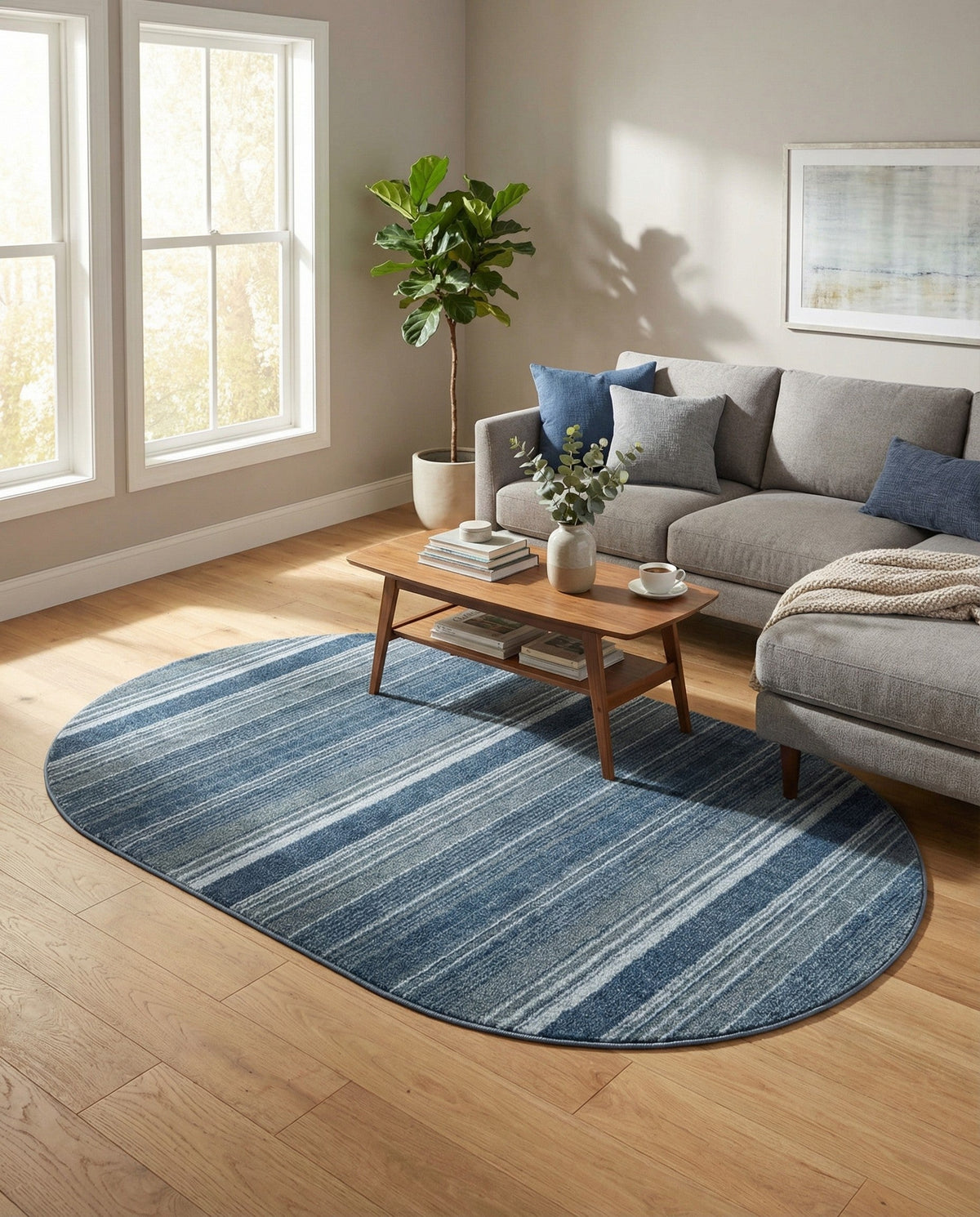 Jewel Oasis Collection Area Rug - Sapphire (Blue) Oval Blue  lifestyle 90