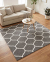Trellis Mosaic Collection Area Rug -  Pergolatown (Dark Gray) Square Dark Gray  lifestyle 64