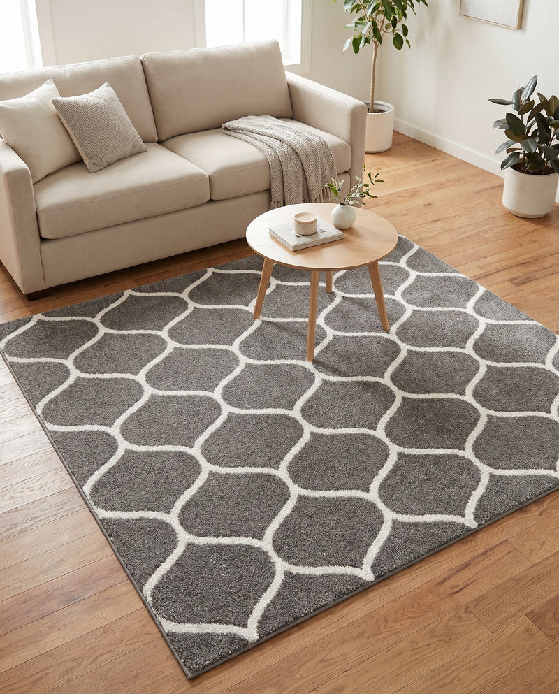 Trellis Mosaic Collection Area Rug -  Pergolatown (Dark Gray) Square Dark Gray  lifestyle 64