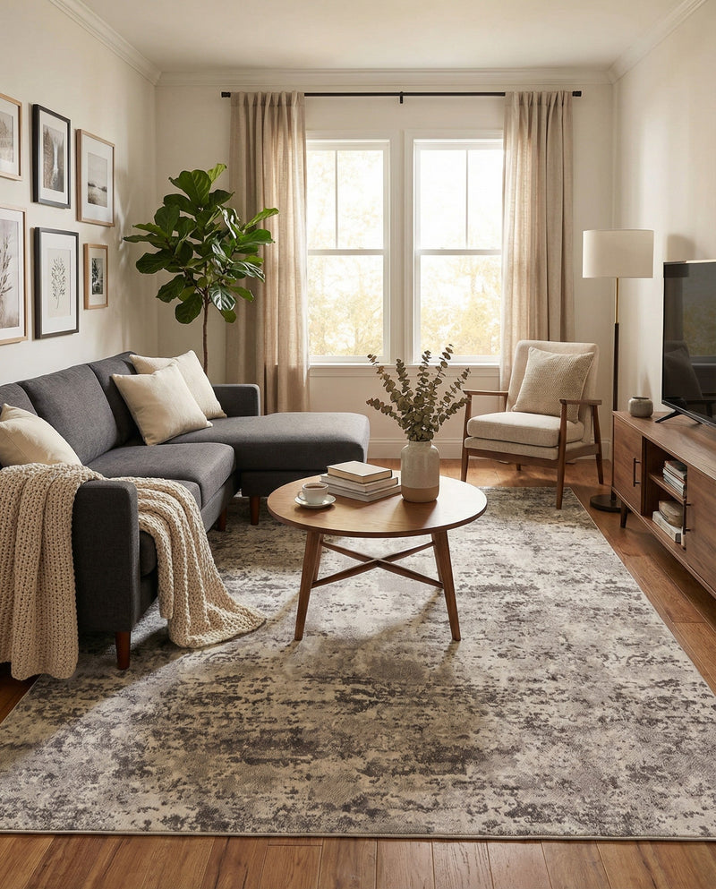 Luminara Sands Collection Area Rug - Elysium (Stone Gray) Rectangle Stone Gray  lifestyle 7