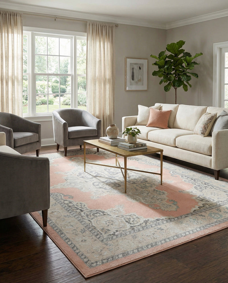 Beverly Grove Collection Area Rug -  Fairfax (Rose) Rectangle Rose  lifestyle 27