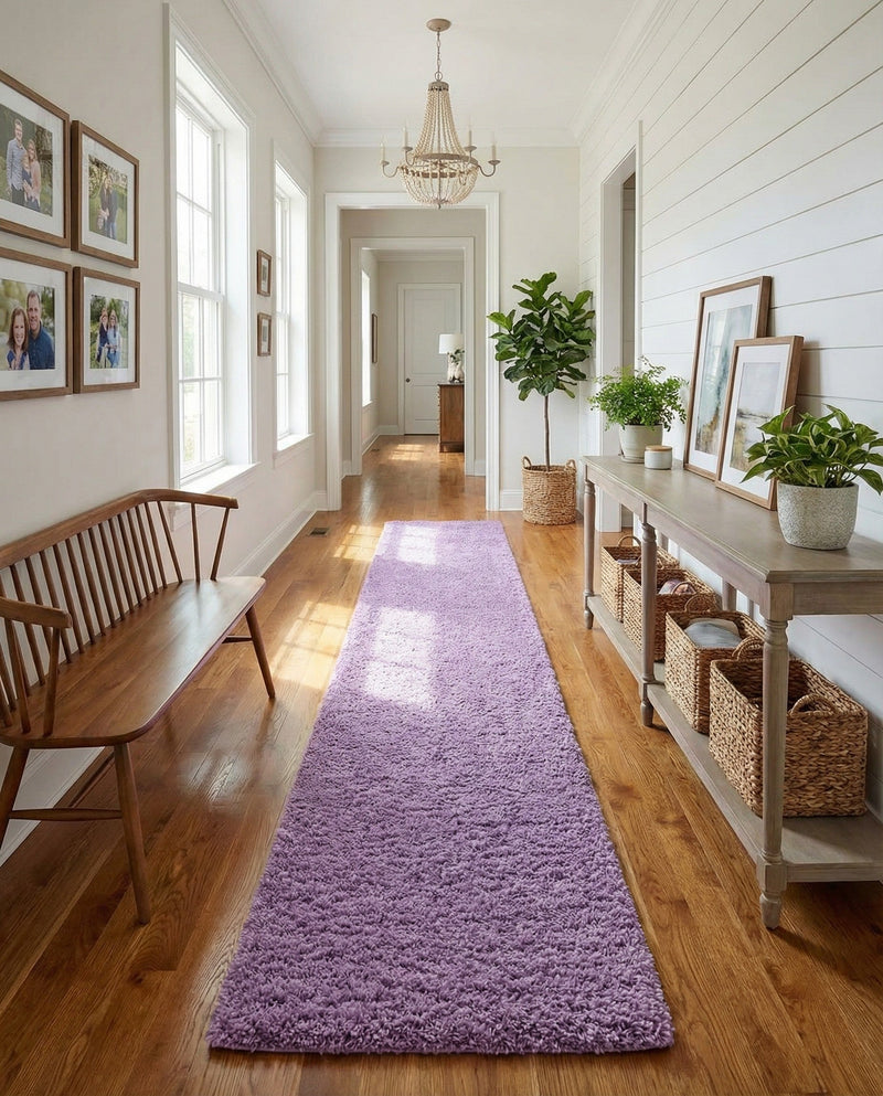 Plush Oasis Collection Area Rug - Serenity (Lilac) Runner Lilac  lifestyle 50