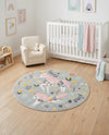 Wonder Tykes Collection Area Rug -  Hued Round Gray  lifestyle 46