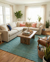 Woven Seaside Jute Collection Area Rug - Savannah (Turquoise) Rectangle Turquoise  lifestyle 12
