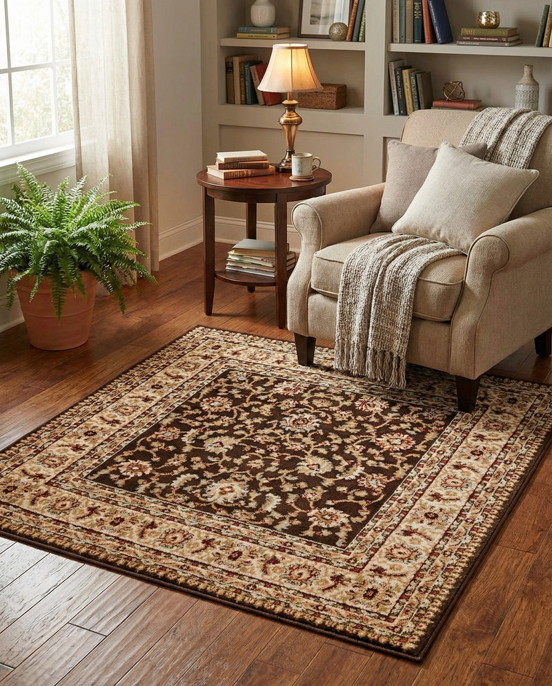 Jaipur Elegance Collection Area Rug -  Nahargarh (Brown) Square Brown  lifestyle 78