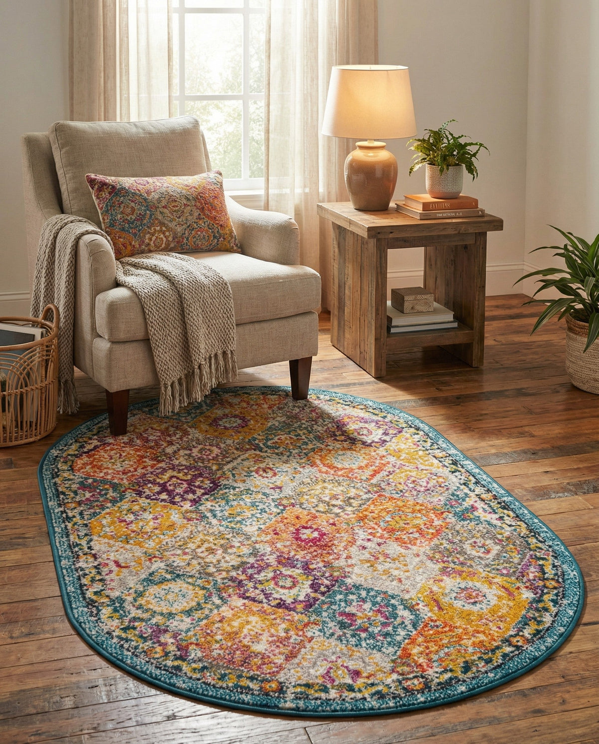 Brighton Terrace Collection Area Rug -  Rottingdean (Multi) Oval Multi  lifestyle 84